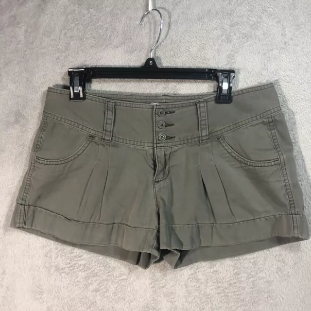 Express Womens Chinos Shorts Olive Green Stretch Mid Rise Cotton Blend Pockets 8