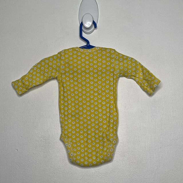 Carters One Piece Bodysuit Baby Girls Size 3 Months Yellow Long Sleeve Floral