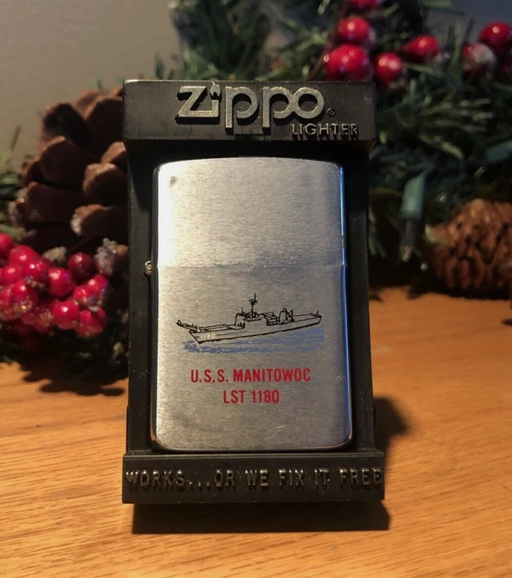 VINTAGE ZIPPO 1986 Zippo Lighter USS Manitowoc LST 1180 Navy Ship