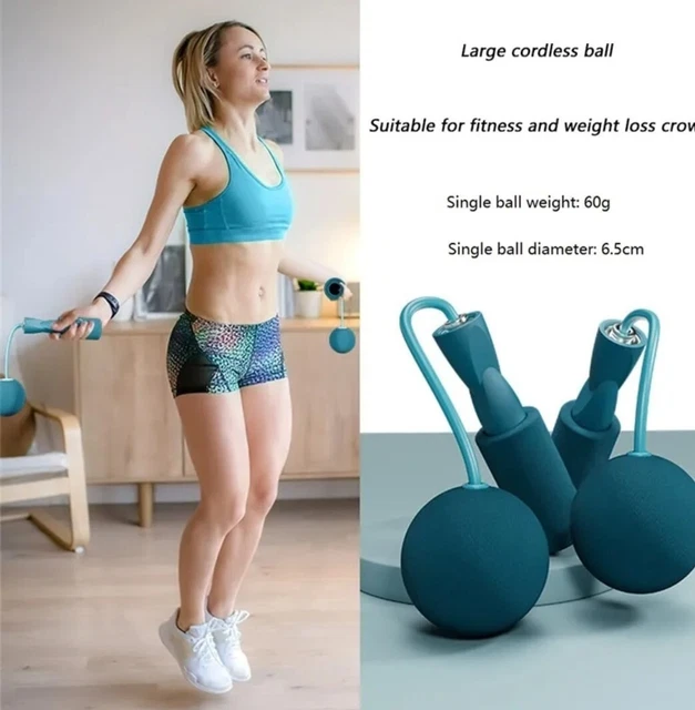 Cordless Jump Rope with Heavy Balls Sports Fitness Training Bodybuilding Exercis