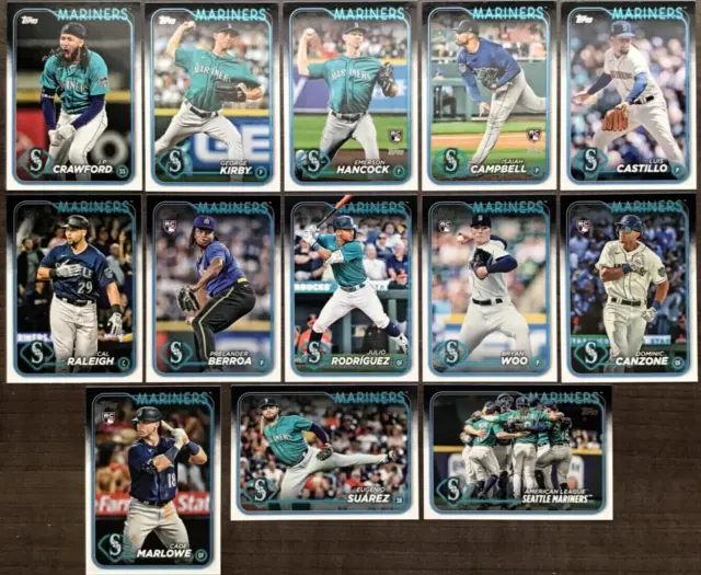 2024 Topps Series 1 Base Team Set Seattle Mariners Rodriguez Woo Cazone Rc ++