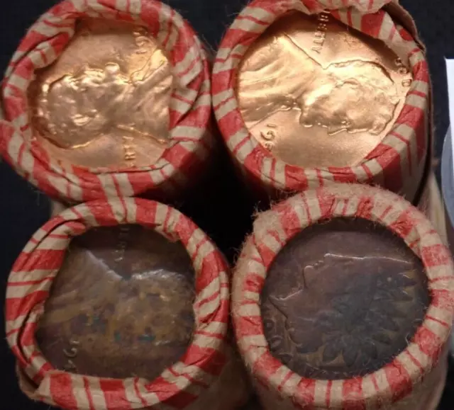 Wheat and Indian Head Penny Roll Lot,  Wheat Cent 1909 VDB -1958, Indian Head
