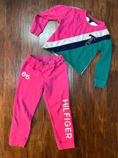Tommy Hilfiger set 2 pezzi track per ragazze taglia 6 pantaloni della felpa + felpa crop top