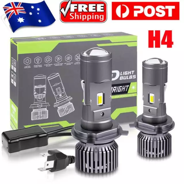 2X H4 9003 100W Bi-LED Projector Lens Headlight Globe Bulbs Hi/Lo Retrofit RHD