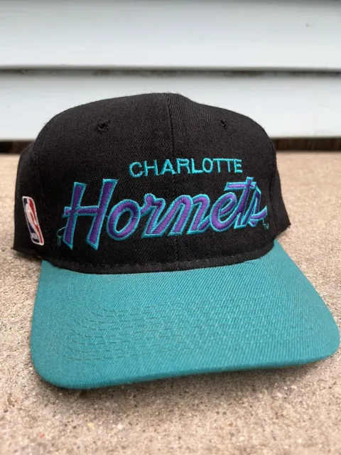 Vintage Deadstock 90's NBA Charlotte Hornets Super Script Block Snapback Hat