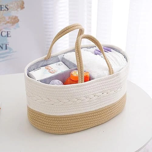 BSMstone Baby Diaper Caddy Organizer Diaper Basket with Divider Portable Car 2