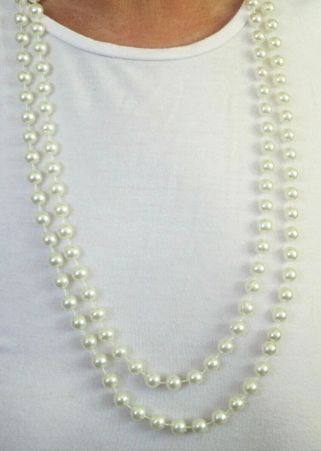 Collier long perles argentées - Mosaik bijoux indiens -a39