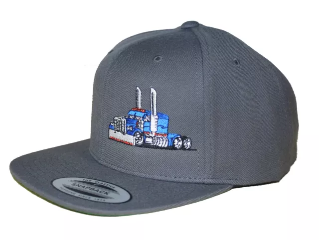 Chapeau De Camion Flat Bill Snapback Rig Tracteur Peterbilt Kenworth Mack Fretliner