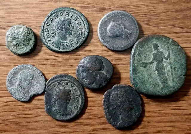 Lot of 8 Ancient  Coins - mostly Roman