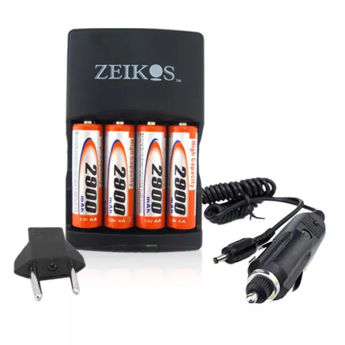 4AA Battery+AC/DC Charger + EURO Adapter Sanyo VPC-S670