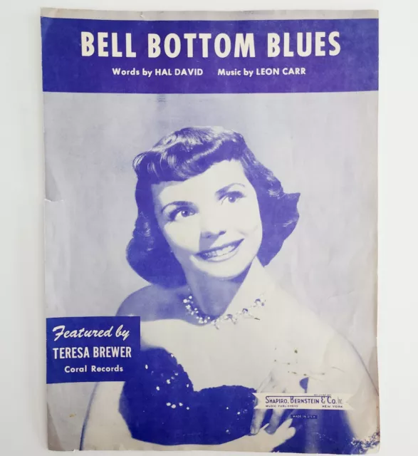 1953 BELL BOTTOM Blues Sheet Music Teresa Brewer Vintage Shapiro ...