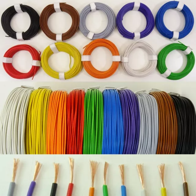 LiY 0,14mm² Kabel Litze Kupferlitze Schaltlitze 10m 25m 50m 100m  in 10 Farben