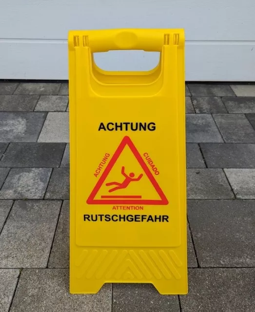 Warnschild ACHTUNG RUTSCHGEFAHR klappbar Schild Aufsteller Gelb Warnaufsteller