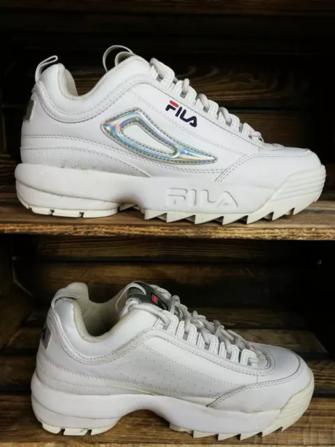 FILA TRAINERS DISRUPTOR 2 Size UK 5 Sneakers White Silver 14.99