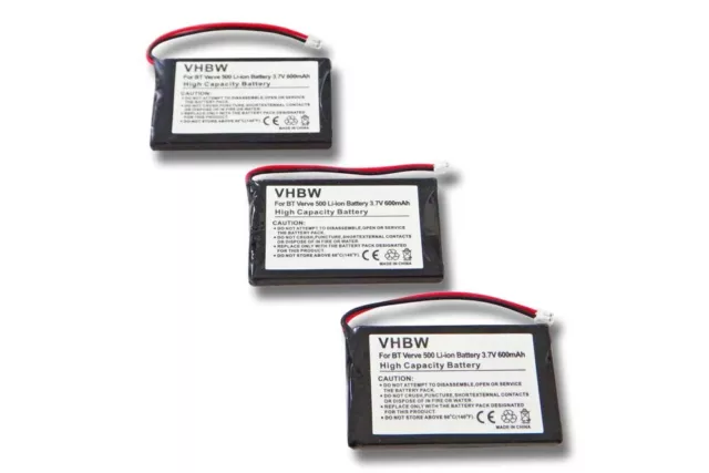 3x BATTERIA 600mAh per BT Verve 500 SMS BLACK RED