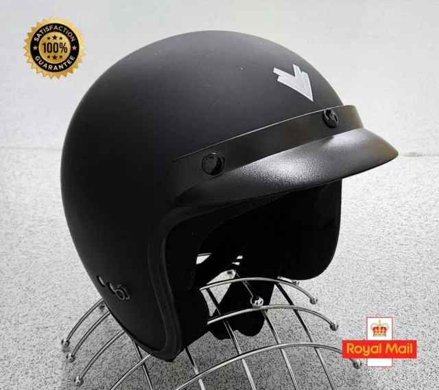 Frank Thomas DV37 Motorcycle Helmet, Open Face, Matt Black, Size Medium