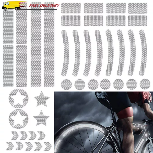 Reflektoren-Aufkleber fürs Fahrrad – 40 Streifen im Set – optimal für 27,5″  28″ und 29″ Felgen – Farbe schwarz (weiß reflektierend) – hochwertige