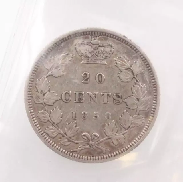 1858 Canada 20 cents ICCS VF-30