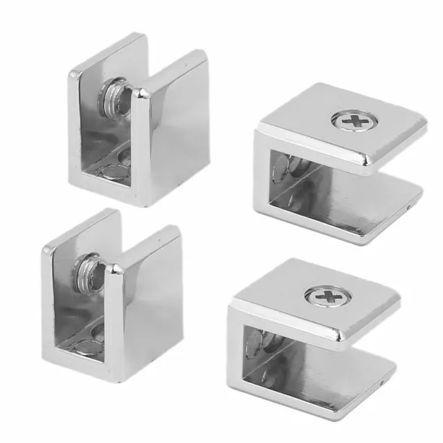 Zinc Alloy Wall Mounted Adjustable Glass Shelf Clip Clamp Bracket Support 4pcs