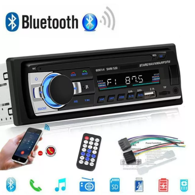 1 DIN Car Stereo Audio Bluetooth In-Dash FM Aux Input USB MP3 Radio Player