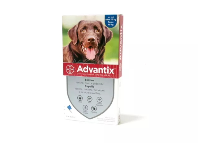 Advantix Bayer 4 pipette antiparassitario cane OLTRE 25-40kg- SCADENZA 2025