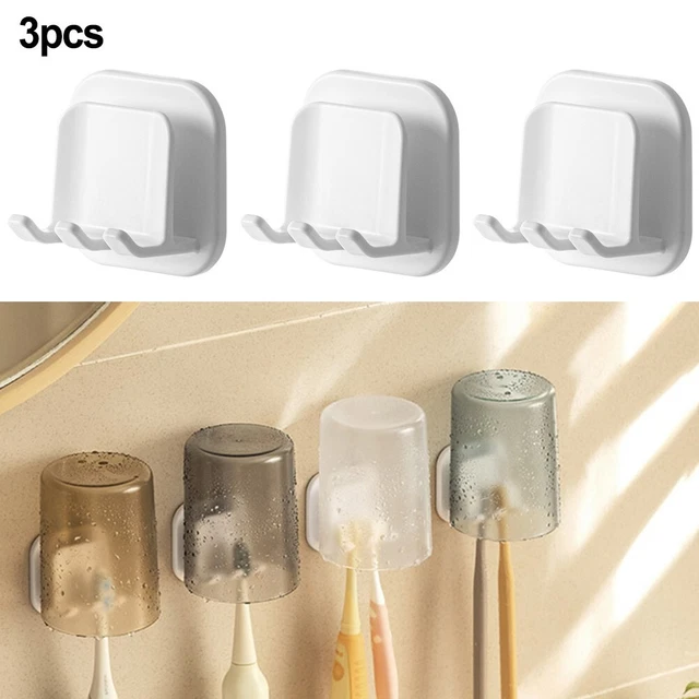 Soporte para cepillo de dientes de plástico duradero y sin olores con 3 ranuras y taza invertida