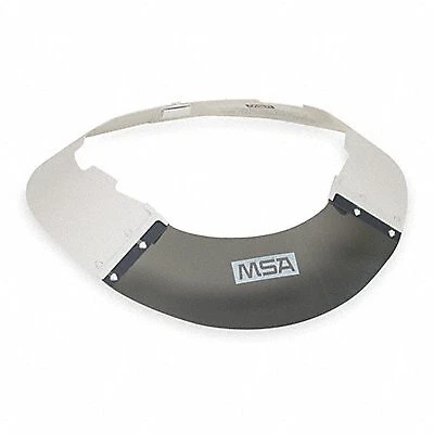 Msa Safety Visor: White, Polycarbonate, Over-the-Hat with Wide Brim, Front Brim