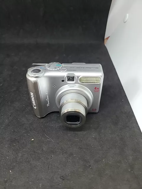 Canon PowerShot A530 5.0MP Digital Camera - Silver - Tested Works!