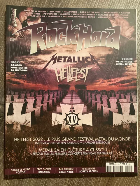 Magazine RockHard n°222, Metallica , Hellfest , métalthèque suisse , Samson