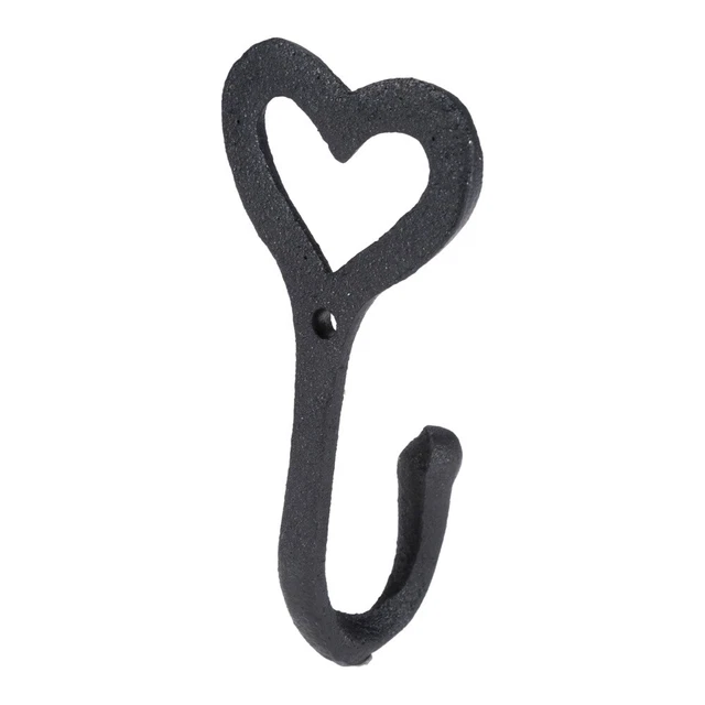 1/5/10pcs Vintage Coat Hook Cast Iron Hardware Wall Mounted Hanger Heart Shape