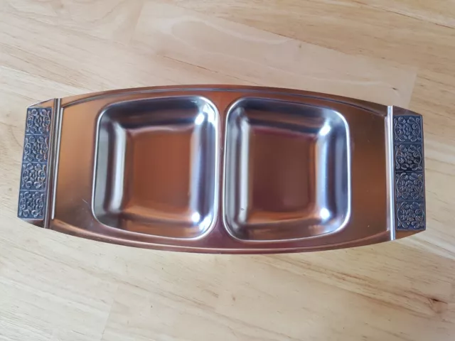 Vintage WILTSHIRE "Burgundy" Stainless Steel Twin Serving Tray Made in Japan