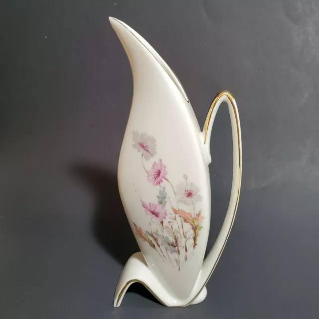 Bavaria Western Germany Porcelain Pitcher Bud Vase w/Gold Trim Accent