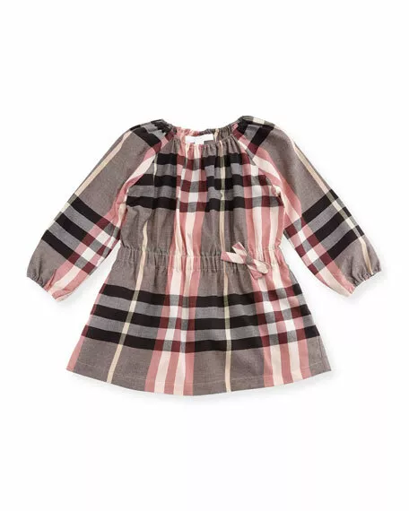 Baby Girls Pink Check Burberry Kids Dress "Kadyann" Long Sleeve Size 9 Month