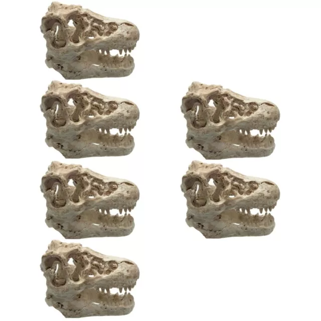 6 Pcs Crâne En Résine De Dinosaure Grotte Pisciculture Reptiles Abri Pour