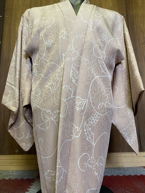 Japanese Kimono coat Haori Urushi , Pink White, Grape, Silk antique