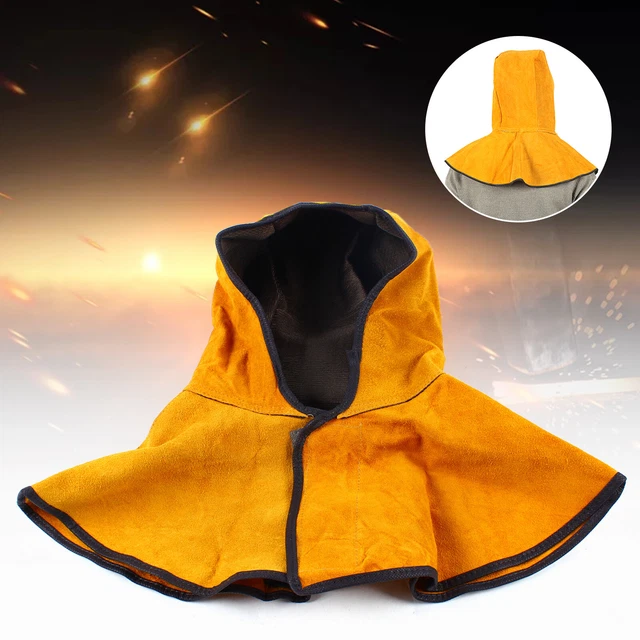 Flame-Retardant Welding Helmet Welder Hood Cowhide Split Leather with Cover &Hat