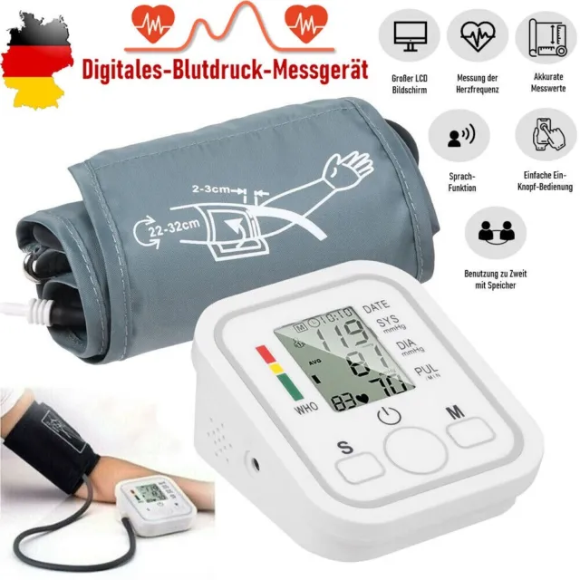 Blutdruckmessgerät BP Monitor Maschine Digital Oberarm Herzfrequenz Automatische