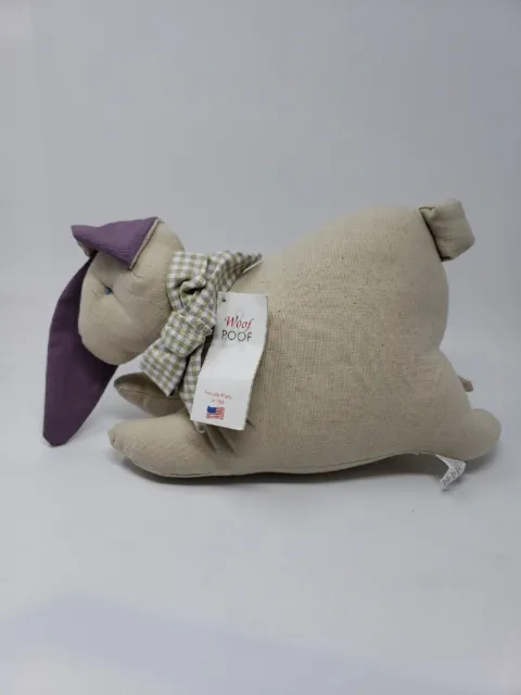 Woof & Poof Large Bunny Rabbit Spring Easter Linen  W/ Tag Cream/Purple 14"