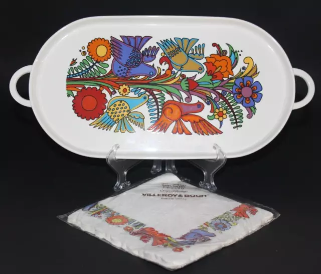 TRUE VINTAGE Villeroy & Boch Luxemburg Servierplatte mit Servietten Acapulco 80s