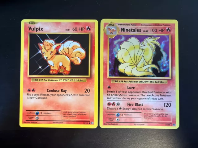 Vulpix 14/108 & Ninetales Holo 15/108 LP Lot Evolutions