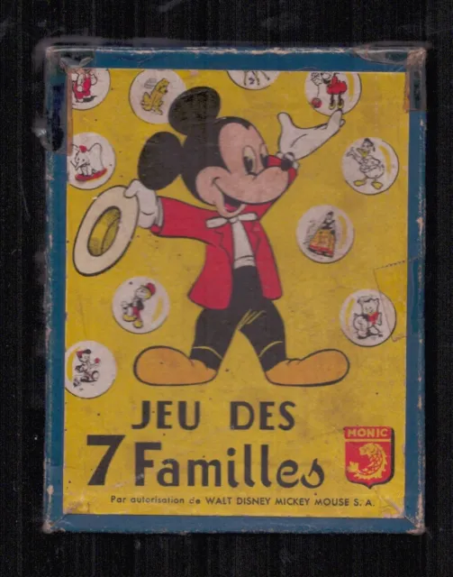 1 Jeu De Cartes 7 Familles Walt Disney . Annees 60' . Monic . Mickey .