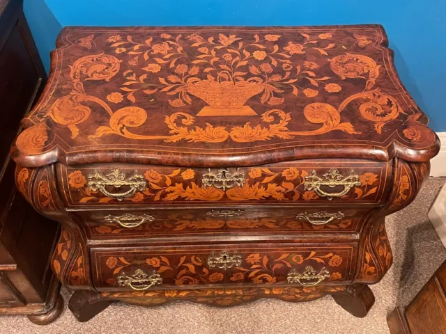 A Dutch Walnut Marquetry Chest From The Early 19th Century 2