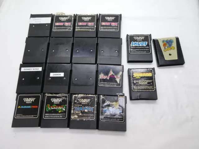 Lot of 19 Colecovision games Damaged cart cover art or not working