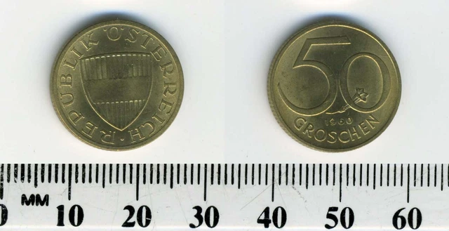 Austria 1960 - 50 Groschen Aluminum-Bronze Coin - Austrian shield - #2