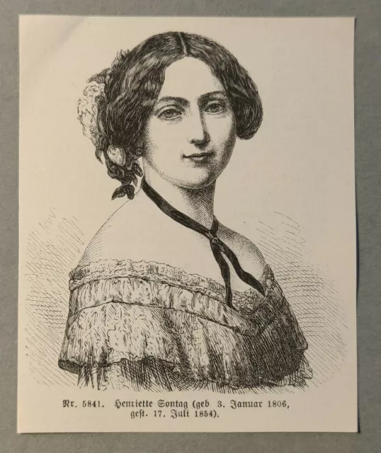 Henriette Sontag - Opernsängerin - Stich Holzstich Xylographie um 1870