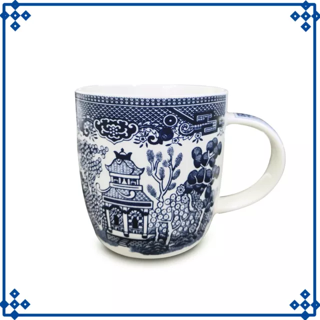 340ml Blue Ceramic Willow Oriental Tea Coffee Barrel Mug Bone China Hot Cup
