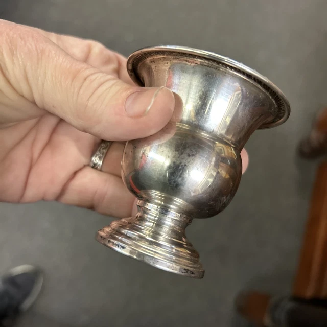 Sweet Little Urn Shaped Sterling Silver Cup Fluted Bottom Toothpick Holder? 45G