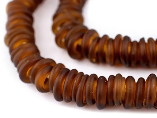 Amber Annular Wound Dogon Beads 14mm West Africa African Brown Ring Glass