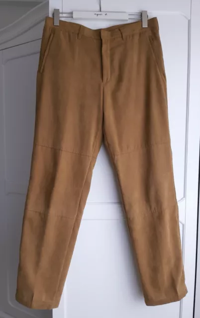 PANTALON ZARA COULEUR Camel imitation daim Taille 44 EXCELLENT