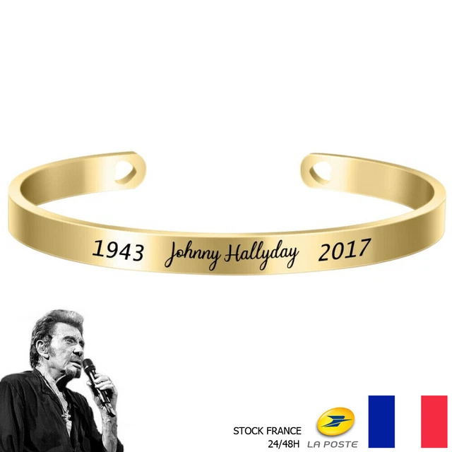 Bracelet Johnny Hallyday Métal Hommage Naissance Mort pour Homme ou